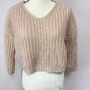 Witty Fox Young Contemporary Taupe Chunky Knit Cropped Sweater Size M #0702